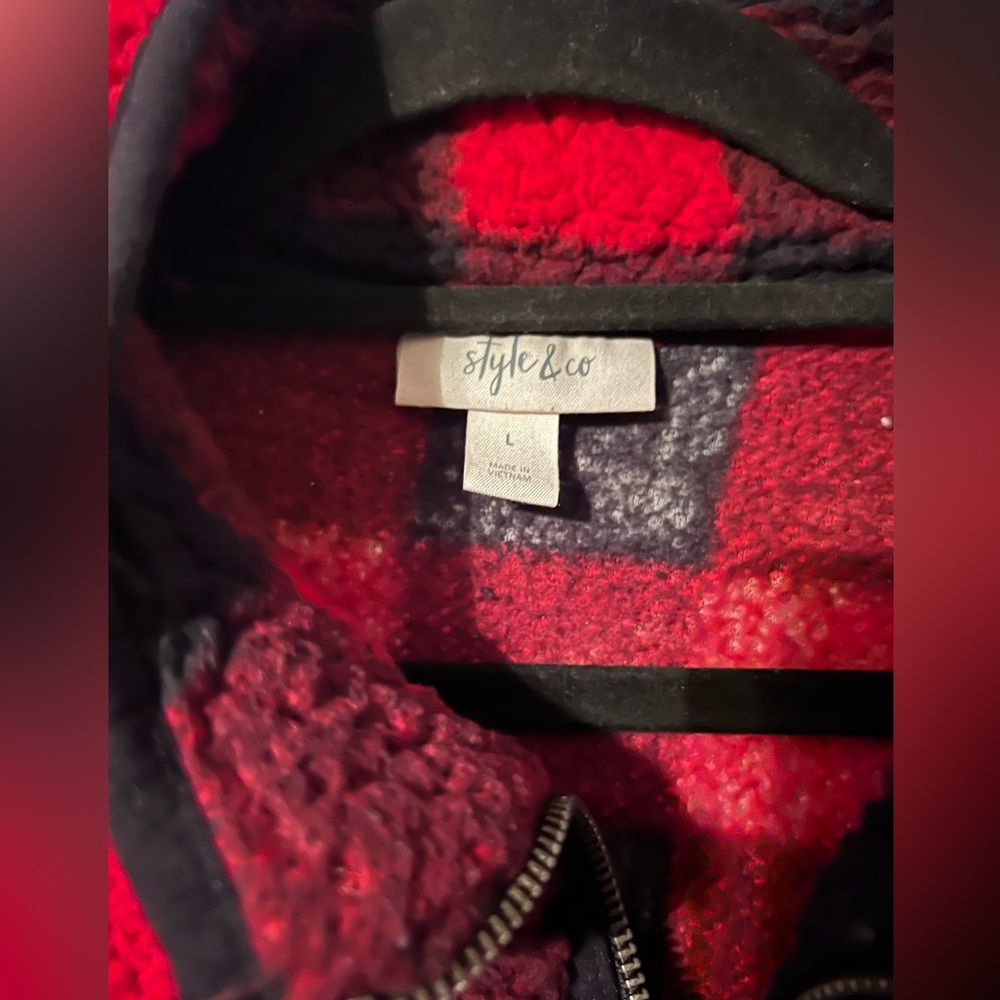Style & CO Plaid Sherpa Pullover - Picture 3 of 3